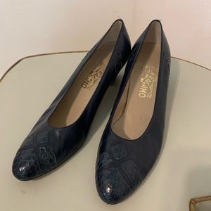 Salvatore Ferragamo Blue Leather Heel Shoes 10B